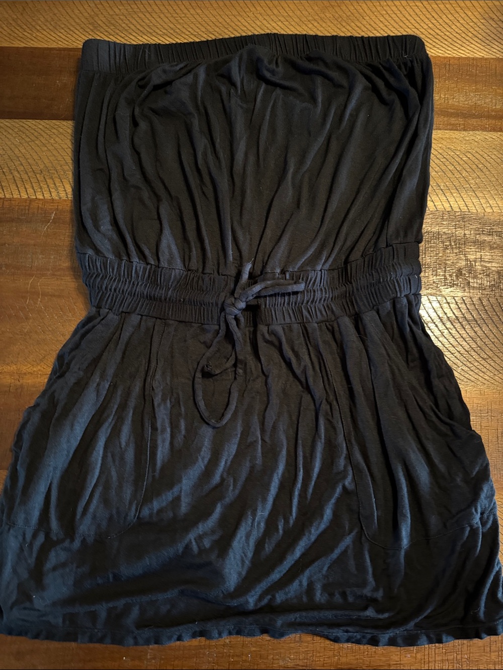 Women's Black Strapless Drawstring Waist Skirt
